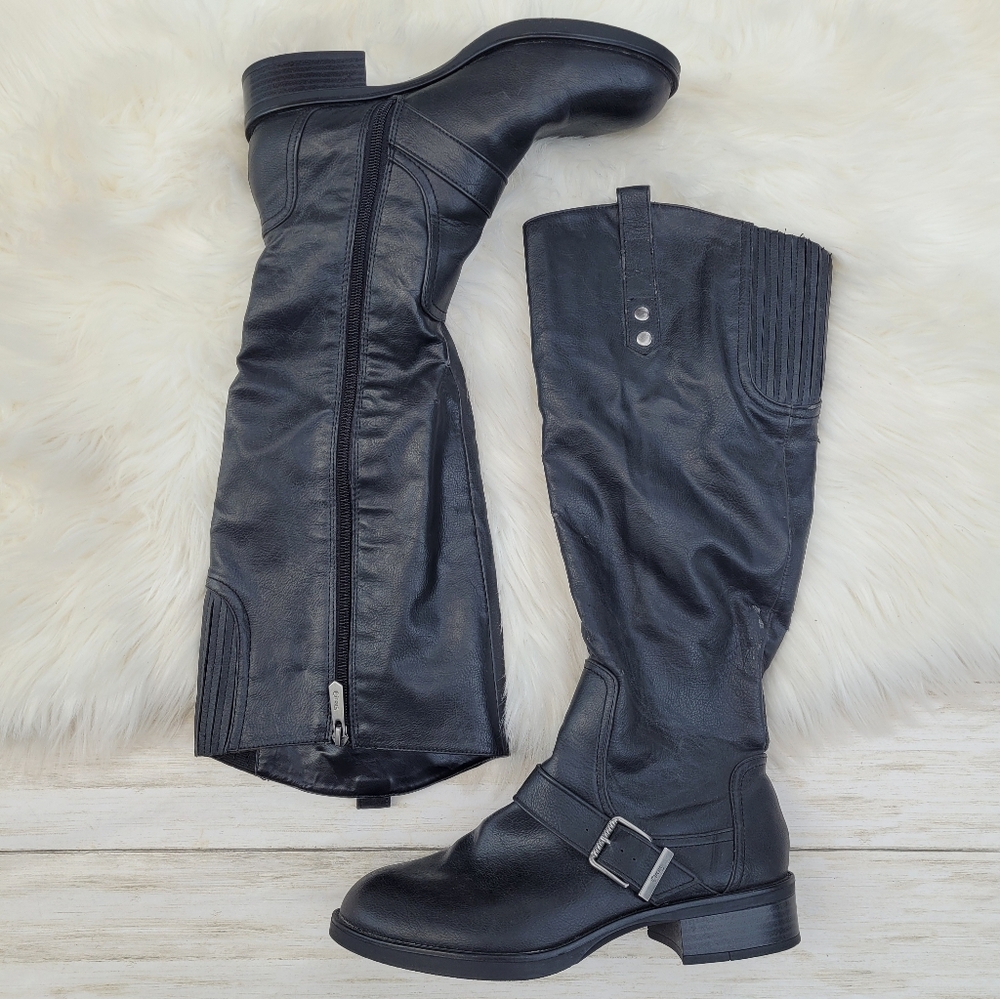 Circus by Sam Edelman Roman Black Faux Leather Tall Riding Boots Women's 8.5